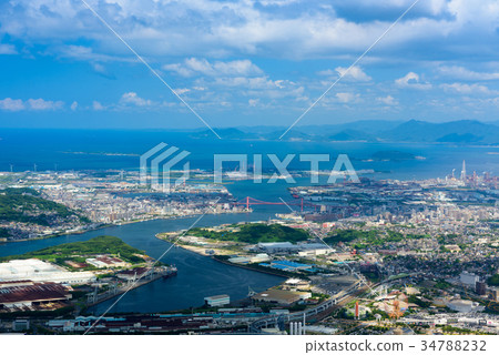  View from Mt. Disakurayama in summer [Tohata Ward, Wakamatsu Ward, Kitakyushu City] 34788232