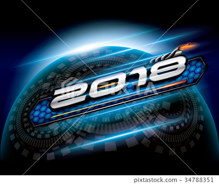 Vector 2018 on abstract background 34788351