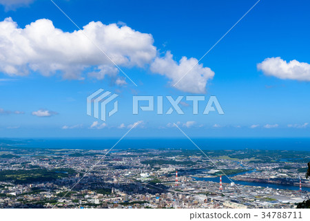  A view from Mt. Sinakura in summer [Kitakyushu Hachiman-ku Onga-gun] 34788711