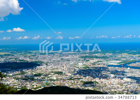  A view from Mt. Sinakura in summer [Kitakyushu Hachiman-ku Onga-gun] 34788713