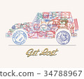 Travel theme with postmarks 34788967