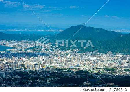  A view from the Mt. Sagarakura in summer [Kokura Ward, Kitakyushu City] 34789240
