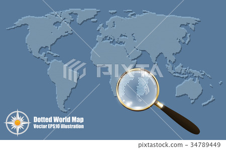 Abstract Dotted Map Blue Halftone grunge Effect 34789449
