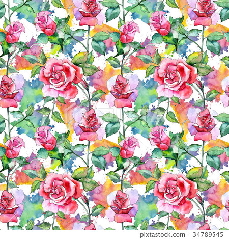 Wildflower rose flower pattern in a watercolor 34789545