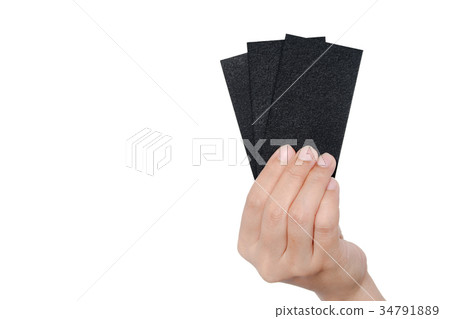 Blank business card mock up in hand on white Blank business card mock up in hand on white 34791889