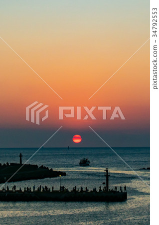 台灣，淡水，漁夫的碼頭，日落，日落，海，風景 34792553