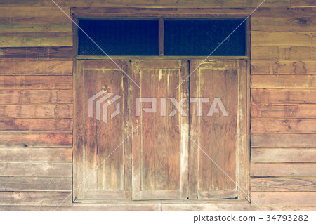 Old wood and wall window 34793282