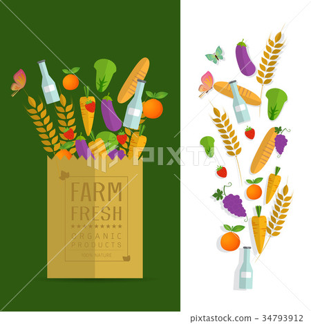 Paper package with fresh healthy produce 34793912