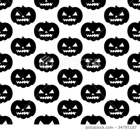 Halloween pumpkin seamless pattern. Scary black Halloween pumpkin seamless pattern. Scary black 34795187