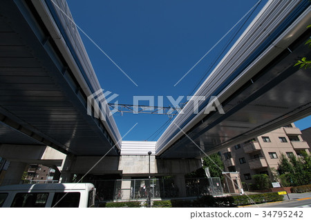 Blue sky peeking from under the overpass 34795242