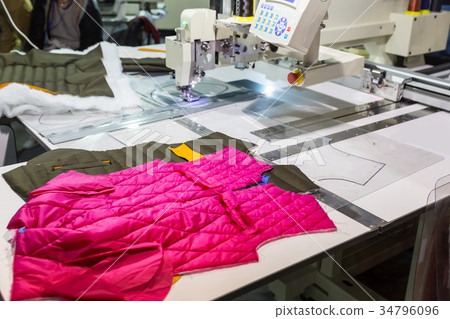 Sewing machine in cutting shop on clothing factory 34796096