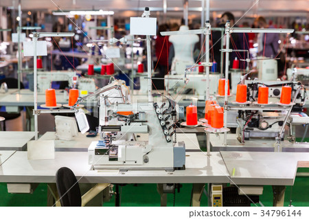 Sewing factory, nobody, overlock machines Sewing factory, nobody, overlock machines 34796144