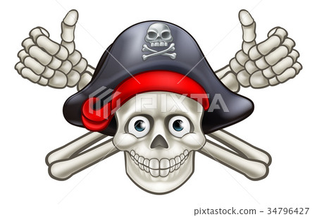 Skull and Crossbones Pirate Cartoon  34796427