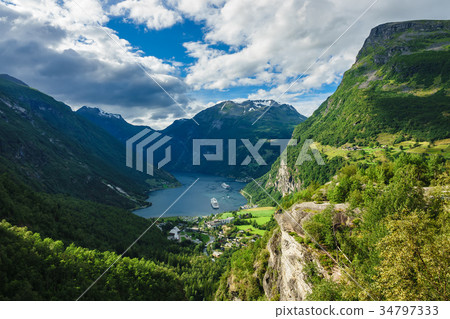 View to the Geirangerfjord in Norway View to the Geirangerfjord in Norway 34797333