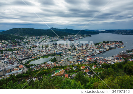 View to the city Bergen in Norway 34797343