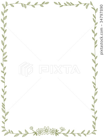 Illustration frame of grass leaf drawn with a ballpoint pen 34797890