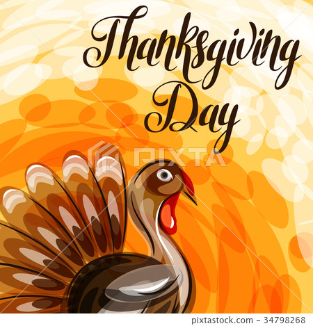 Happy Thanksgiving Day greeting card with abstract 34798268