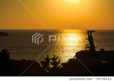 Sunset from the Ikejima Observatory Ikeshima Coal Mine Traces No. 2 Mine Acupuncture Nagasaki 34798412