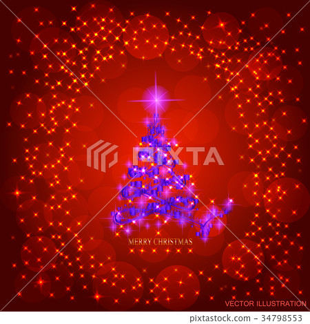 Abstract red background with christmas tree - Stock Illustration ...