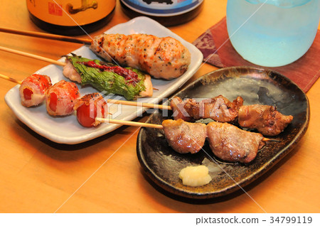 Japanese-style pub menu with salmon and shochu 34799119