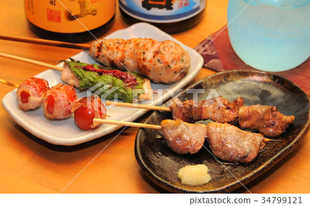 Japanese-style pub menu with salmon and shochu 34799121