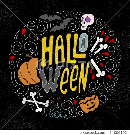 Sketch of halloween concept. Scary and fun holiday Sketch of halloween concept. Scary and fun holiday 34800192