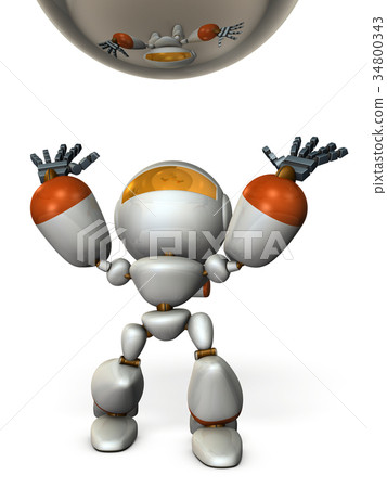 Cute robot raising toss Cute robot raising toss 34800343