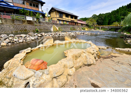 Nagayu Onsen Gani热水大分县武田市 图库照片