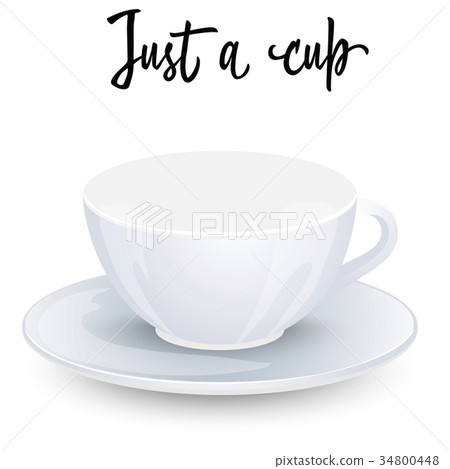 Realistic White Cup and Saucer isolated  34800448