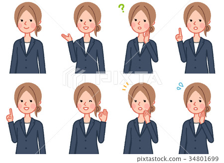 Female suit female oblique upper body set - Stock Illustration ...