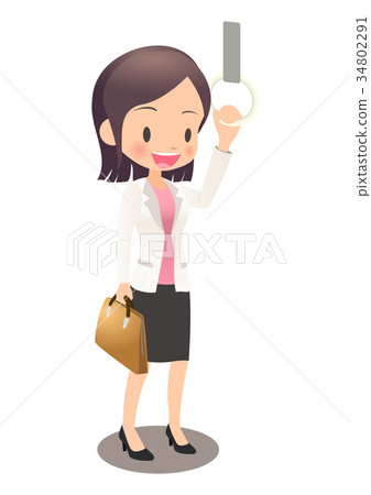 衣服的年輕女性辦公室工作者在通勤期間 34802291