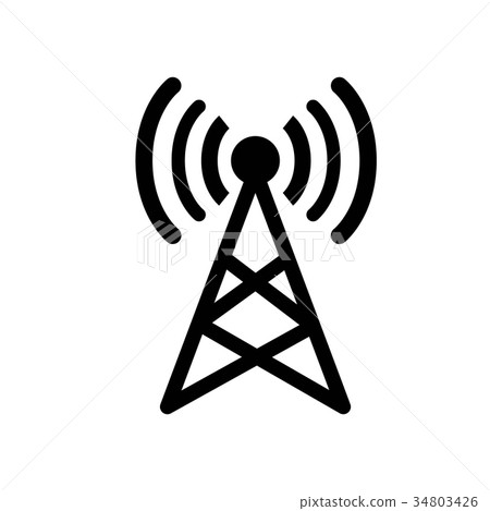 Antenna signal sign vector and isolated white Antenna signal sign vector and isolated white 34803426