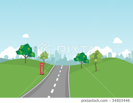 Street in public park with nature landscape Street in public park with nature landscape 34803446