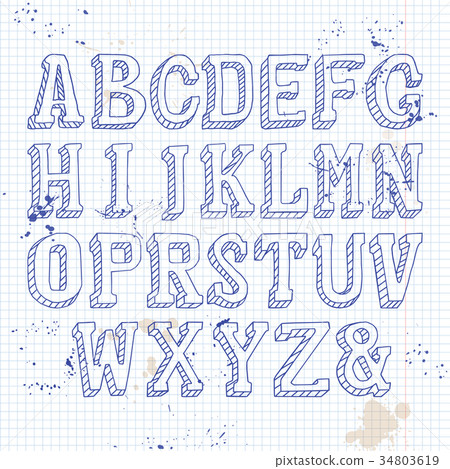 Capital letters on notebook 34803619