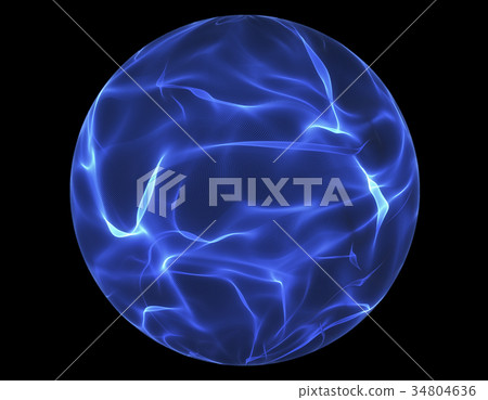 Blue glowing energy ball over black background - Stock Illustration ...