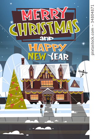 Merry Christmas And Happy New Year Greeting Card 34804871
