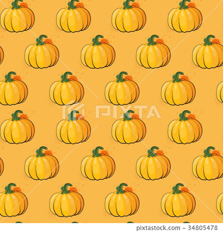 Pumpkin Seamless Pattern Background Autumn Harvest - Stock Illustration ...
