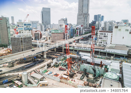 Shibuya station redevelopment work Shibuya station redevelopment work 34805764