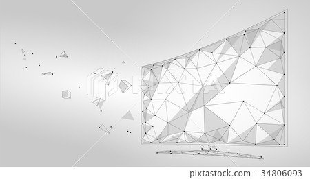 Low poly smart tv screen video. Polygonal virtual Low poly smart tv screen video. Polygonal virtual 34806093
