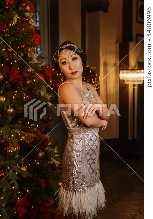 Beautiful lady in silk dress Beautiful lady in silk dress 34806996