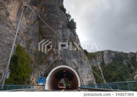 Entrance of an Artificial road tunnel as Entrance of an Artificial road tunnel as 34807369