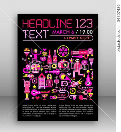DJ Party Poster Template Design 34807426