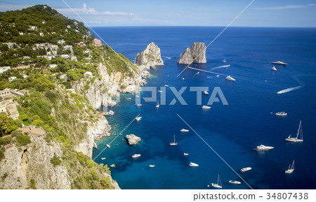Faraglioni rocks and Capri island, Italy 34807438