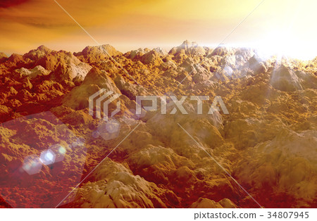 Red surface of Mars planet - 3D rendering 34807945
