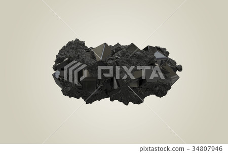 Pyrite mineral 3D rendering 34807946