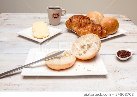 hard roll and croissant hard roll and croissant 34808708