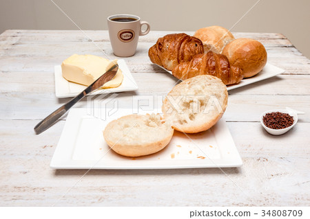 hard roll and croissant hard roll and croissant 34808709
