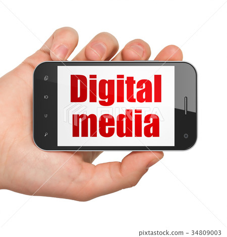 Marketing concept: Hand Holding Smartphone with Marketing concept: Hand Holding Smartphone with 34809003