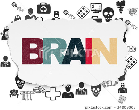 Medicine concept: Brain on Torn Paper background Medicine concept: Brain on Torn Paper background 34809005