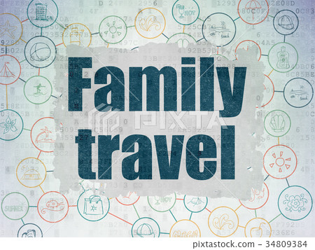 Vacation concept: Family Travel on Digital Data Vacation concept: Family Travel on Digital Data 34809384
